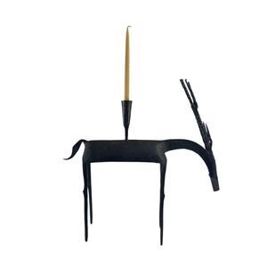 Vintage Brutalist Wrought Iron Deer Candle Holder Bastar Style 14” Sculpture